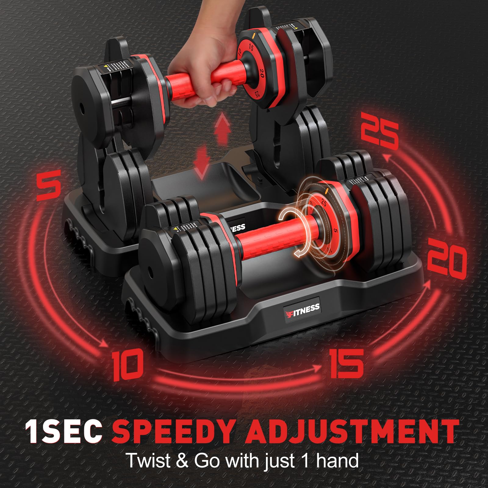 Adjustable Dumbbells set, 5LB to 25LB Dumbbell Sets of 2 for Home Gym equipment, 5 in 1 Free Weights with dumbbell set, Anti - Slip Handle for Full Body Workout Suitable Men/Women (25lb 2pcs) - Healthy Roots Life