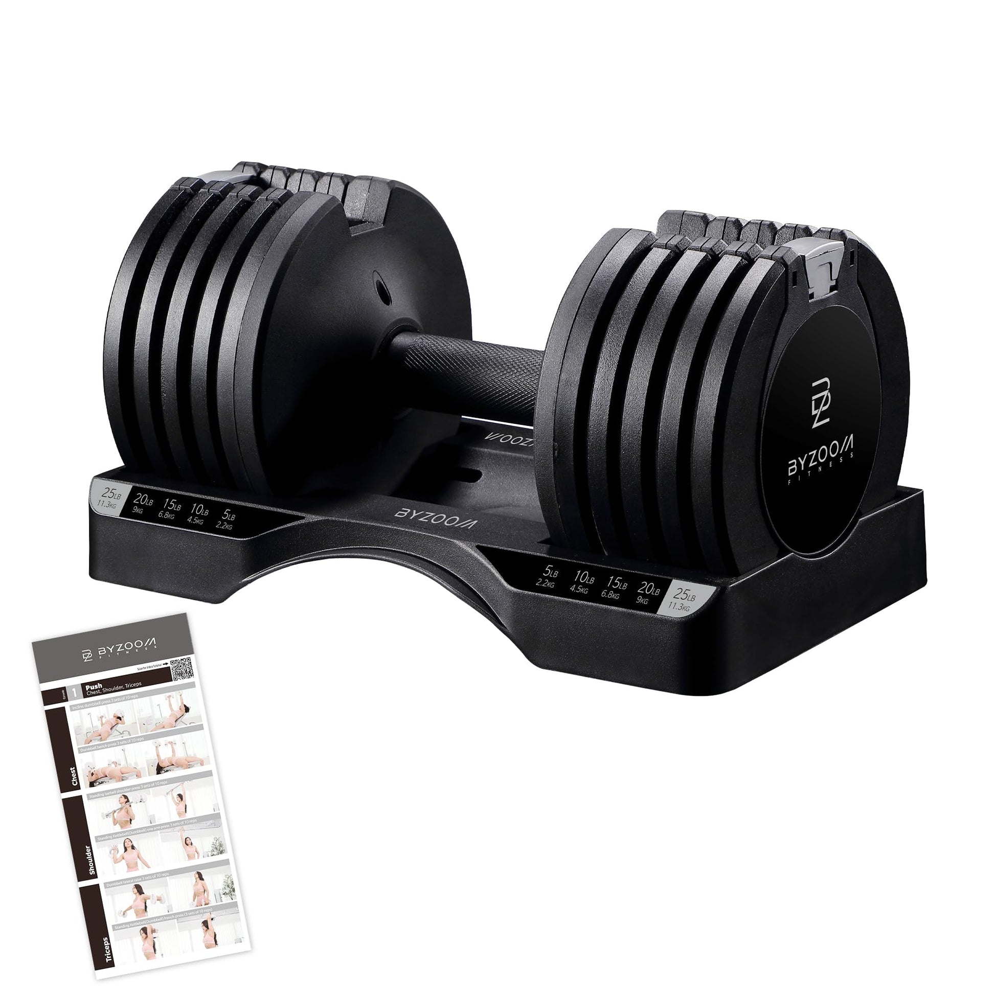 BYZOOM FITNESS Adjustable Dumbbell 12.5/25lb Set of 2 or Single Unit Piece Weight Training Fitness Exercise Body Workout 5 in 1 for Home Gym Beginners Woman - Healthy Roots Life