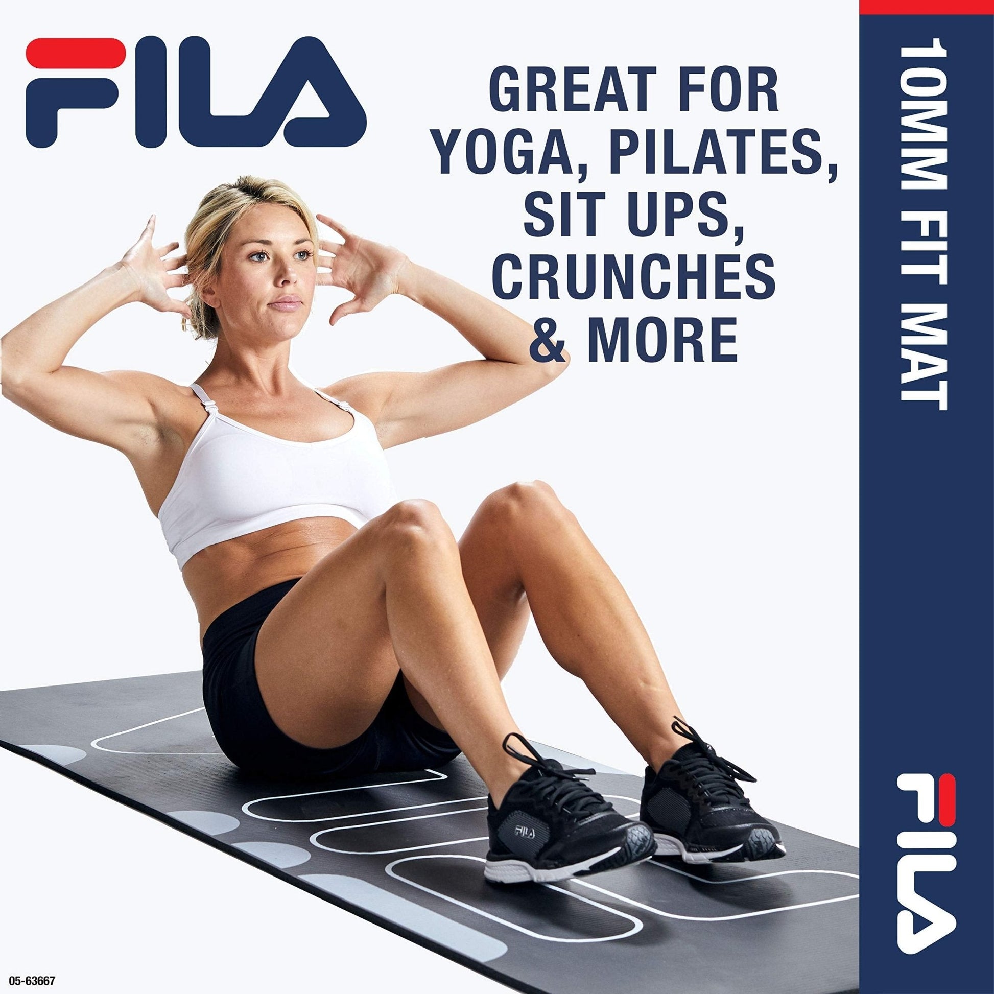 FILA Accessories Exercise Mat - Thick Yoga Mat for Fitness & Floor Gym Workouts | Includes Carrier Strap, 68" L x 24" W x 10mm, Ballet Pink (Rise) - Healthy Roots Life